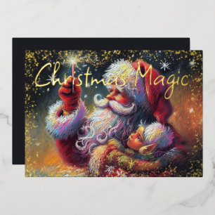 Carte De Vœux En Aluminium Dessin dur Pastel Noël Père Noël