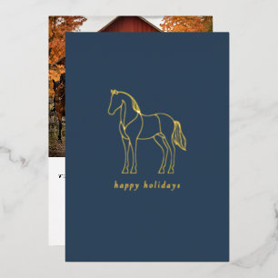 Carte De Vœux En Aluminium Dessin minimaliste de cheval en ligne Cavalier ble