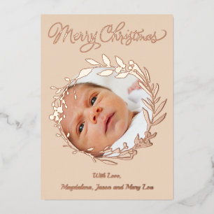 Carte De Vœux En Aluminium Détails or rose Joyeux Noël