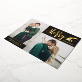 Carte De Vœux En Aluminium Deux photos Noël élégant | Noir (Rotation)