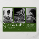 Carte De Vœux En Aluminium Donnez Merci Moderne Vert (Verso)