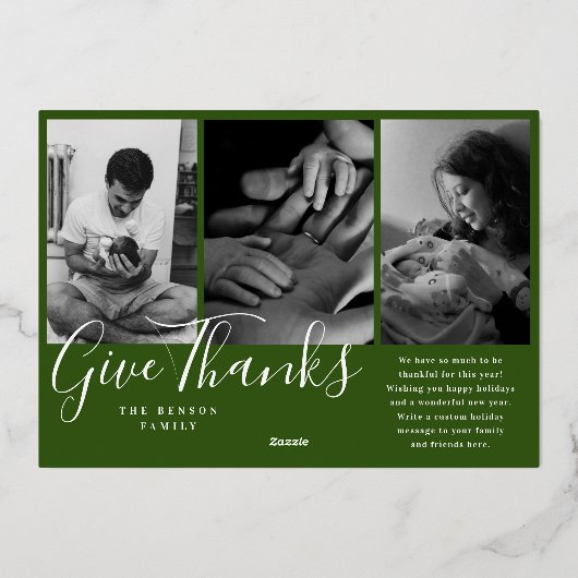 Carte De Vœux En Aluminium Donnez Merci Moderne Vert (Verso)