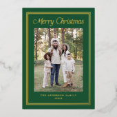 Carte De Vœux En Aluminium Double bordure classique Vert 2 photo (Recto)