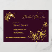 Carte De Vœux En Aluminium Douche nuptiale semelle en or (Recto)