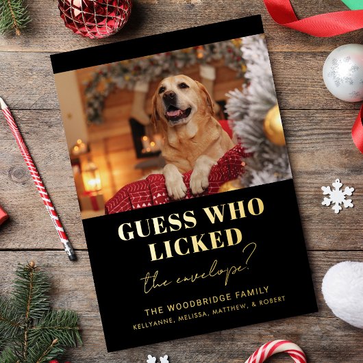 Carte De Vœux En Aluminium Drôle Chien Photo Devinez Qui Noël