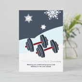 Carte De Vœux En Aluminium Dumbbell Season's Strength & Success Grey & White (Debout devant)