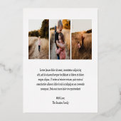 Carte De Vœux En Aluminium Duo Font Simple Photo Moderne Noël (Verso)