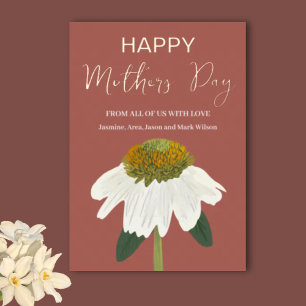 Carte De Vœux En Aluminium Echinacea Flower Happy Mothers Day Gold