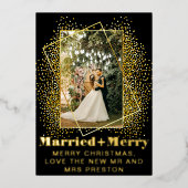 Carte De Vœux En Aluminium Écriture audacieuse moderne mariée et joyeux photo (Recto)