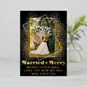 Carte De Vœux En Aluminium Écriture audacieuse moderne mariée et joyeux photo (Debout devant)