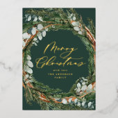 Carte De Vœux En Aluminium Écriture botanique et élégante aquarelle Noël (Recto)