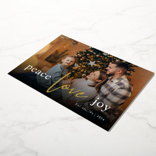 Carte De Vœux En Aluminium Écriture complète de paix amour joie Photo