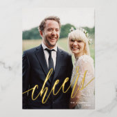 Carte De Vœux En Aluminium Écriture de calligraphie moderne Bonne année (Recto)