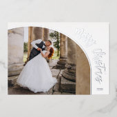 Carte De Vœux En Aluminium Écriture de Joyeux Noël en argent (Recto)