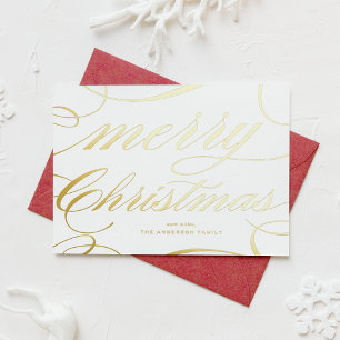 Carte De Vœux En Aluminium Écriture Élégante avec Flourish Joyeux Noël