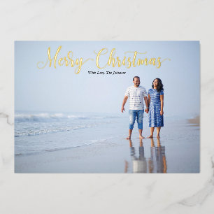 Carte De Vœux En Aluminium Écriture élégante Joyeux Noël Personnalisé