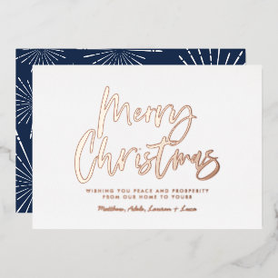 Carte De Vœux En Aluminium Écriture en bleu et blanc joyeux Noël non photo