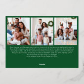 Carte De Vœux En Aluminium Écriture festive verte 9 Photo Joyeux Noël Or (Verso)