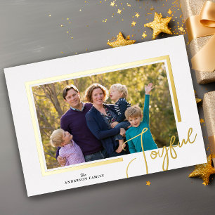Carte De Vœux En Aluminium Écriture Joyeuse Moderne Minimaliste Photo Noël Fe