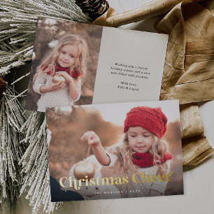 Carte De Vœux En Aluminium Écru Noël Soirée Deux Photo Gold