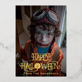 Carte De Vœux En Aluminium Éffrayant Zombie Pilote Photo Drôle Halloween (Recto)