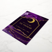 Carte De Vœux En Aluminium Eid Moubarak Agate Violet et Or (Rotation)