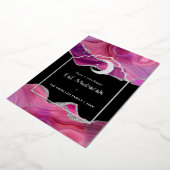 Carte De Vœux En Aluminium Eid Moubarak Pink et argent Agate Papier métallisé (Rotation)