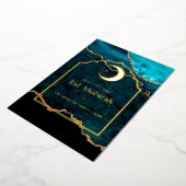Carte De Vœux En Aluminium Eid Moubarak Turquoise - Turquoise et Agate dorée (Rotation)