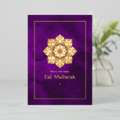 Carte De Vœux En Aluminium Eid Moubarak Violet et Or (Debout devant)