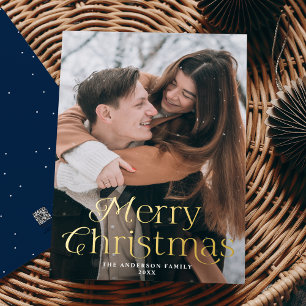 Carte De Vœux En Aluminium Elégance festive Joyeux Noël Photo de la marine