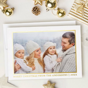 Carte De Vœux En Aluminium Élégance minimaliste Joyeux Noël Photo Gold