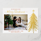 Carte De Vœux En Aluminium Elégant Arbre de Noël Or Photo moderne (Recto)