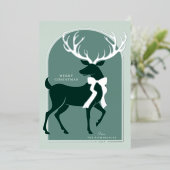 Carte De Vœux En Aluminium Elégant Argent Reindeer (Debout devant)