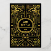 Carte De Vœux En Aluminium Élégant art déco rétro Nouvel An (Recto)