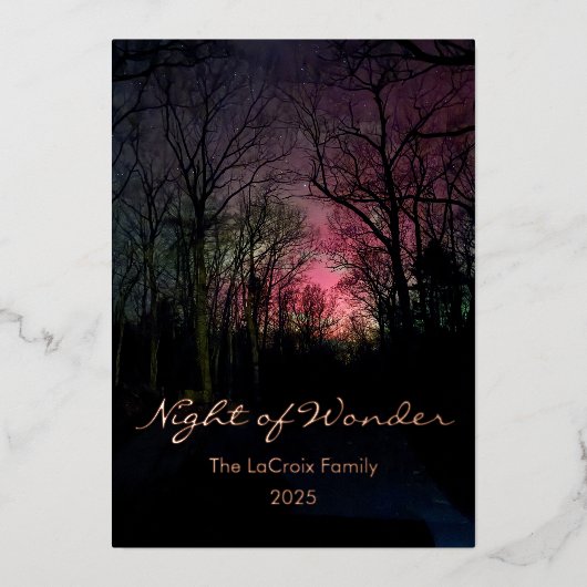 Carte De Vœux En Aluminium Elegant Aurora Christmas - Night of Wonder (Recto)