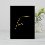 Carte De Vœux En Aluminium Elegant Black & Gold Foil Wedding Table Number<br><div class="desc">Add a touch of modern luxury to your wedding reception with this minimalist arched table number, featuring an elegant gold foil look script on clear acrylic. The design mimics real foil with a subtle printed shimmer, offering an upscale effect without the cost. Perfect for modern, chic, or romantic wedding themes....</div>
