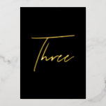 Carte De Vœux En Aluminium Elegant Black & Gold Foil Wedding Table Number<br><div class="desc">Add a touch of modern luxury to your wedding reception with this minimalist arched table number, featuring an elegant gold foil look script on clear acrylic. The design mimics real foil with a subtle printed shimmer, offering an upscale effect without the cost. Perfect for modern, chic, or romantic wedding themes....</div>