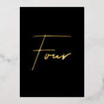 Carte De Vœux En Aluminium Elegant Black & Gold Foil Wedding Table Number<br><div class="desc">Add a touch of modern luxury to your wedding reception with this minimalist arched table number, featuring an elegant gold foil look script on clear acrylic. The design mimics real foil with a subtle printed shimmer, offering an upscale effect without the cost. Perfect for modern, chic, or romantic wedding themes....</div>