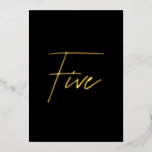 Carte De Vœux En Aluminium Elegant Black & Gold Foil Wedding Table Number<br><div class="desc">Add a touch of modern luxury to your wedding reception with this minimalist arched table number, featuring an elegant gold foil look script on clear acrylic. The design mimics real foil with a subtle printed shimmer, offering an upscale effect without the cost. Perfect for modern, chic, or romantic wedding themes....</div>