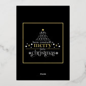 Carte De Vœux En Aluminium Elegant Black Gold Merry Little Christmas Photo (Verso)