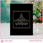 Carte De Vœux En Aluminium Elegant Black Gold Merry Little Christmas Photo