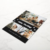 Carte De Vœux En Aluminium Elégant Black Photo Joyeux Pawlidays Argent (Rotation)