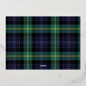Carte De Vœux En Aluminium Élégant bleu vert Tartan Noël non photo (Verso)