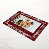 Carte De Vœux En Aluminium Elegant Botanical Foliage | Red Merry Christmas (Rotation)