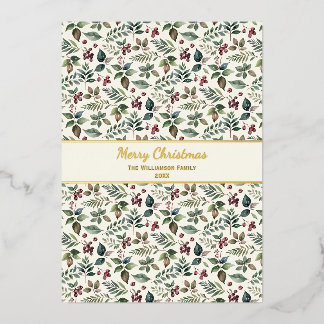 Carte De Vœux En Aluminium Élégant Botanique Rustique Noël Joli
