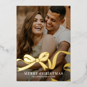 Carte De Vœux En Aluminium Elegant Bow Photo Christmas (Recto)