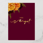 Carte De Vœux En Aluminium Elegant Burgundy Red "MARIGOLD" Table Number (Recto)