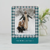 Carte De Vœux En Aluminium Élégant Classy Rustic Plaid Motif Gold (Debout devant)