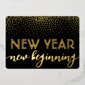 Carte De Vœux En Aluminium Elégant Confetti Noir Nouvel An Nouvel An Nouveau (Recto)