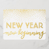 Carte De Vœux En Aluminium Elégant Confetti Nouveau Début Bonne Année (Recto)